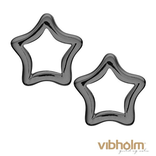 Christina Jewelry & Watches - Open Stars Ørestikker - sort ruthineret sølv 671-B03